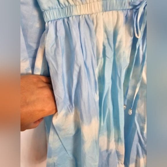 DEREK Lam 10 Crosby tie dye abstract Poplin dress blue & white size 2 NWOT - Picture 5 of 7